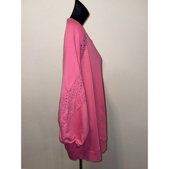 Cato Womens 2XL 18/20 Blouse Top Pullover Eyelet Details Sleeves Pink - Picture 6 of 9